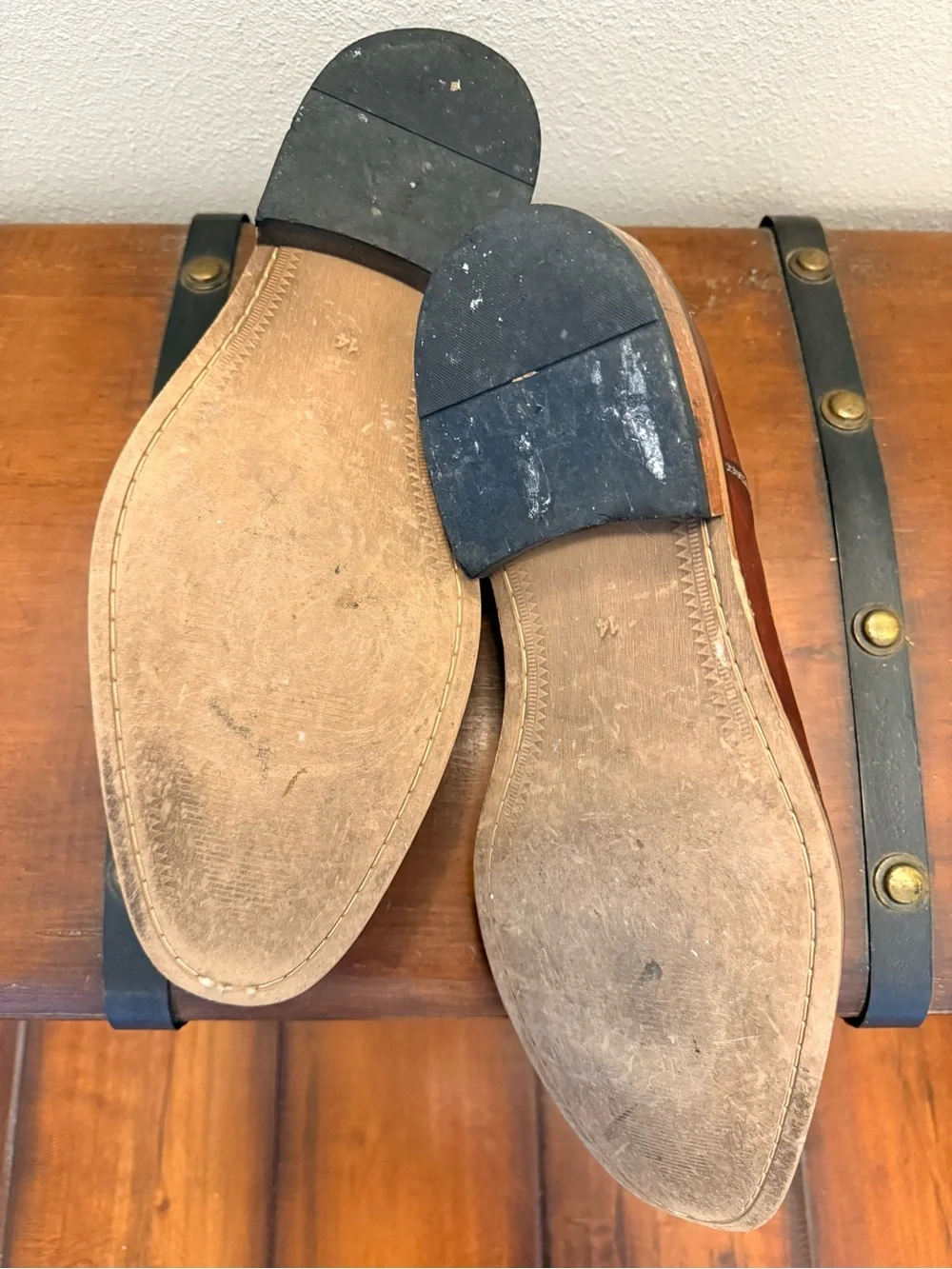 Joseph Abboud Cognac Brown Leather Cap-Toe Oxfords